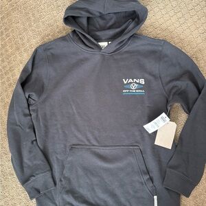 New Vans Boys sweatshirt hoodie Kids Large Black graphic Logo surf skate teen